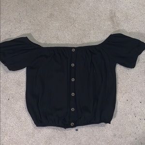 textured off the shoulder crop!